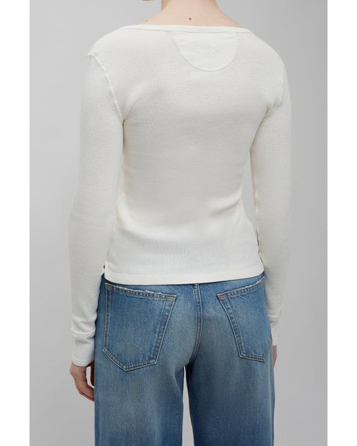 Chloé Iconic White Henley Top