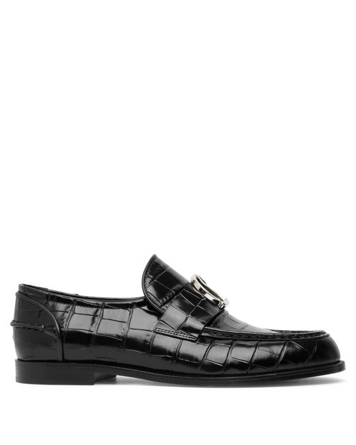 Christian Louboutin Cl Moc Flat Embossed Black Leather Loafers