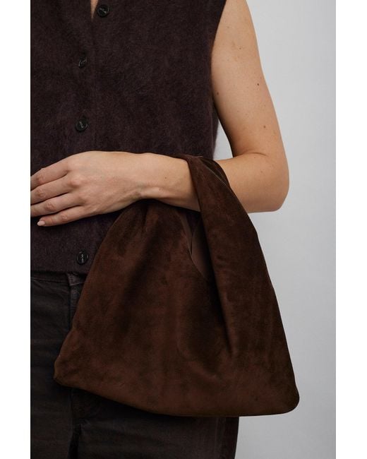 The Row Small Bindle Brown Suede Shoulder Bag