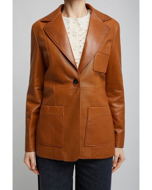 Chloé Brown Tailored Leather Jacket