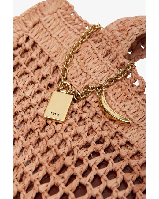 Chloé Brown Summer Banana Beige Raffia Tote Bag