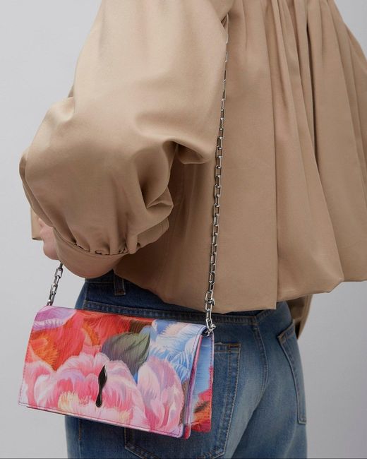 Christian Louboutin Pink Bettina Flower Satin Clutch