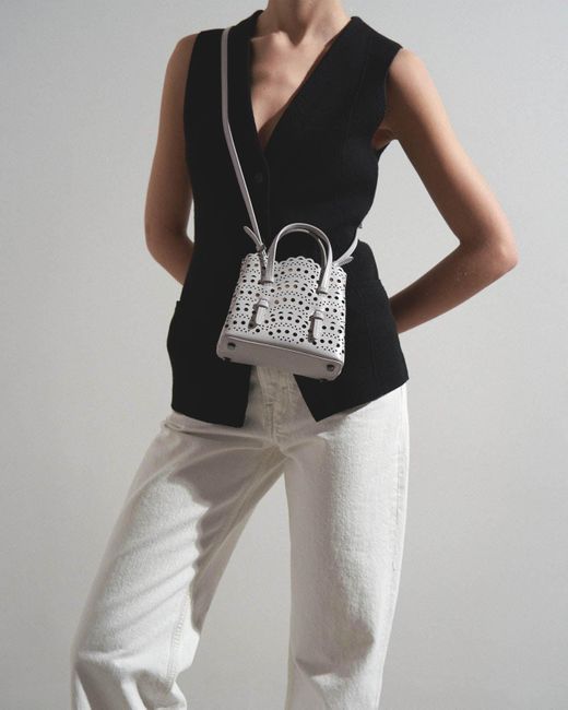 Alaia Mina 16 Vague Grey Tote Bag Lyst UK
