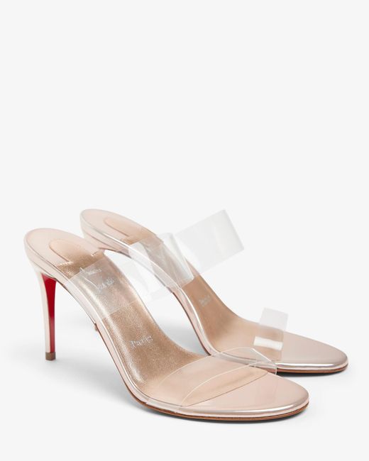 Christian Louboutin White Just Nothing 85 Metallic Mules