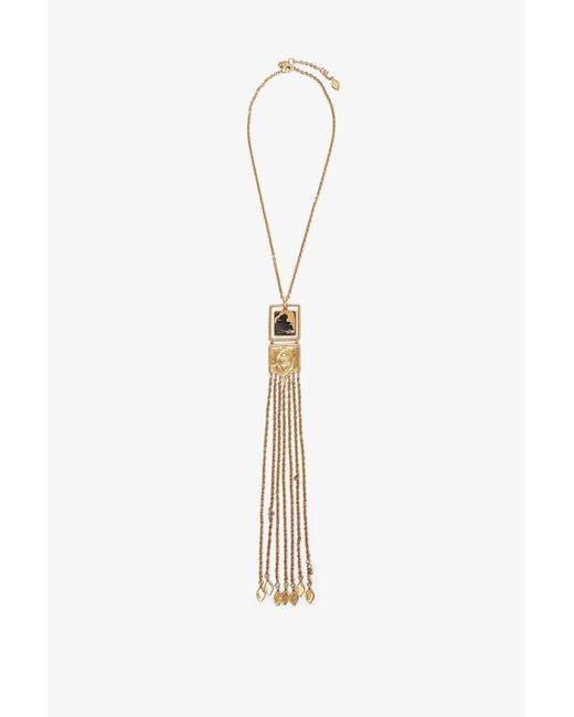 Chloé White Gold And Black Pendant Necklace