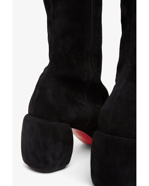 Christian Louboutin Minny 70 Black Suede Over Knee Boots