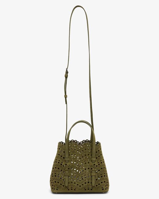 Alaïa Mina 20 Camouflage Green Suede Tote Bag