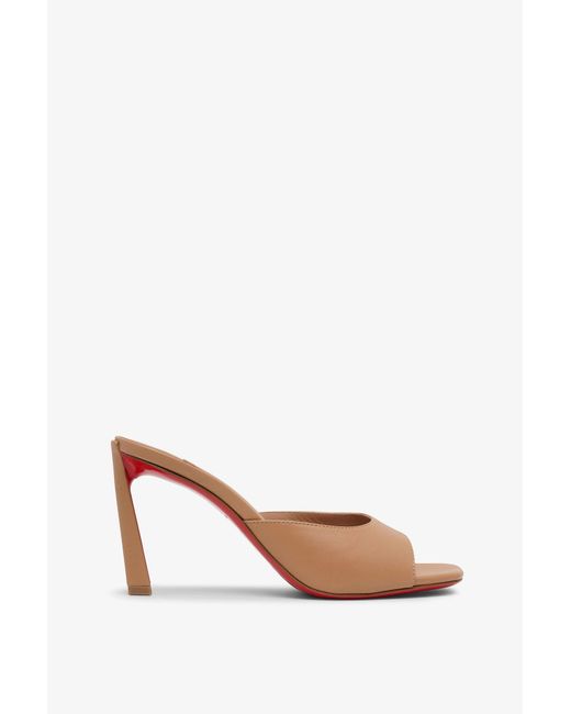 Christian Louboutin White Condora 85 Beige Leather Mules
