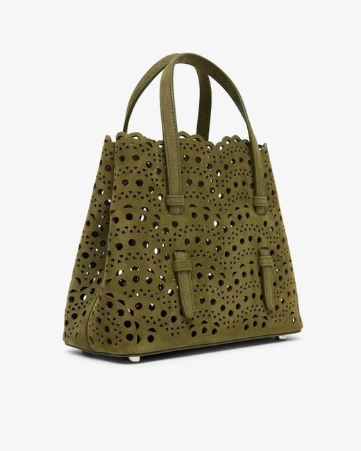 Alaïa Mina 20 Camouflage Green Suede Tote Bag