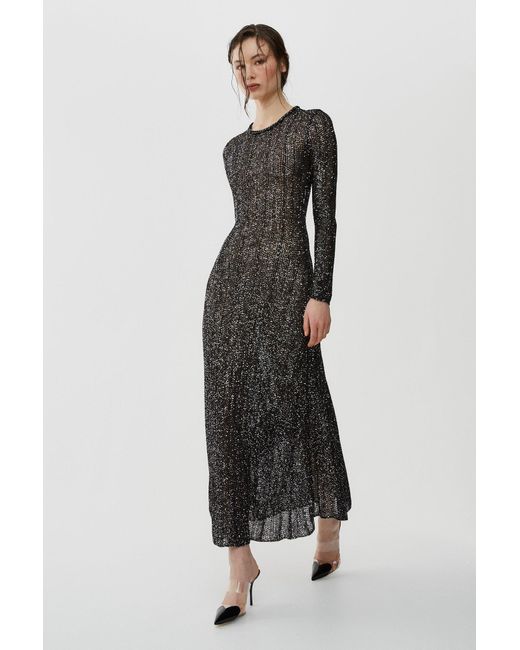 Alaïa Multicolor Sequin Black And Silver Long Dress