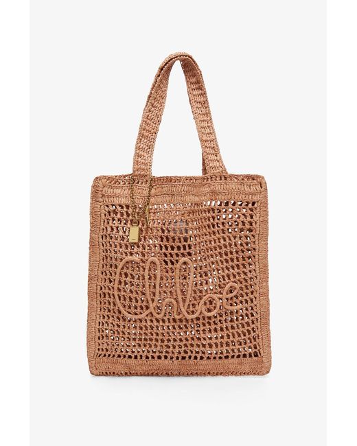 Chloé Brown Summer Banana Beige Raffia Tote Bag
