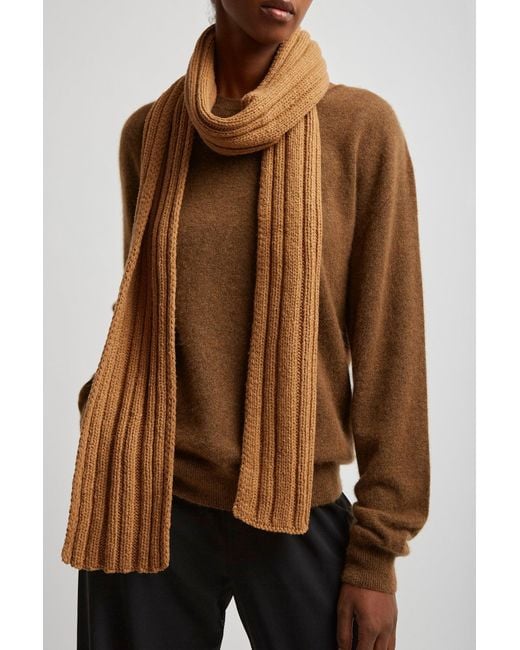 The Row Brown Amos Tan Wool Scarf
