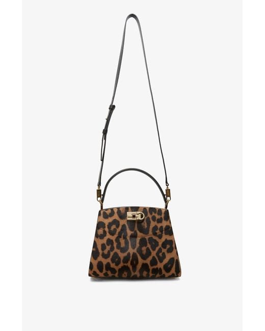 Ferragamo Brown The New Studio Leopard Box Bag