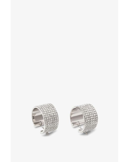 AMINA MUADDI Rih Hoop Small White Silver Earrings