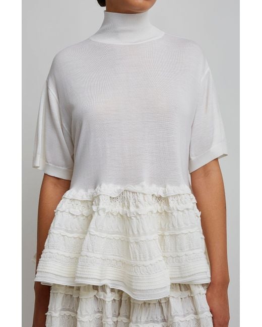 Alaïa White Wool Peplum Top