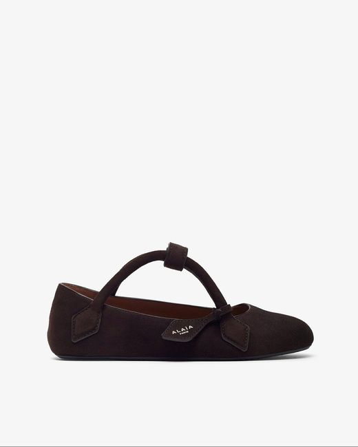 Alaïa Black Teckel Brown Suede Ballet Flats