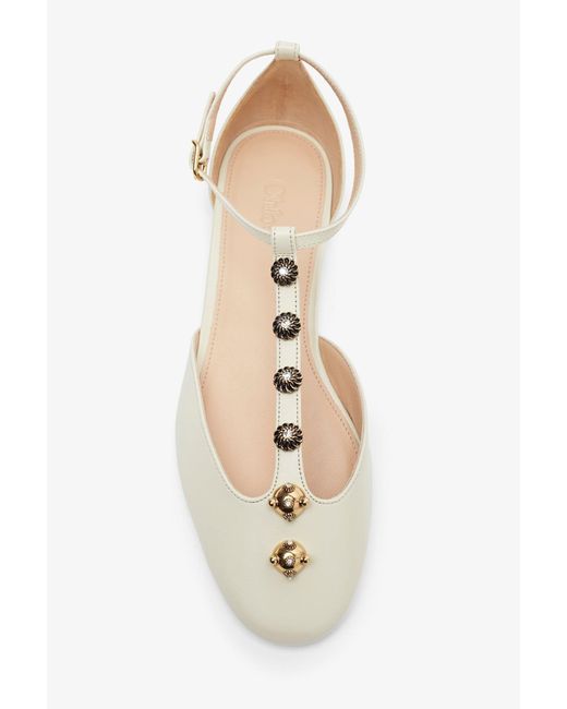 Chloé Natural Celeste Eggshell Leather Ballerinas