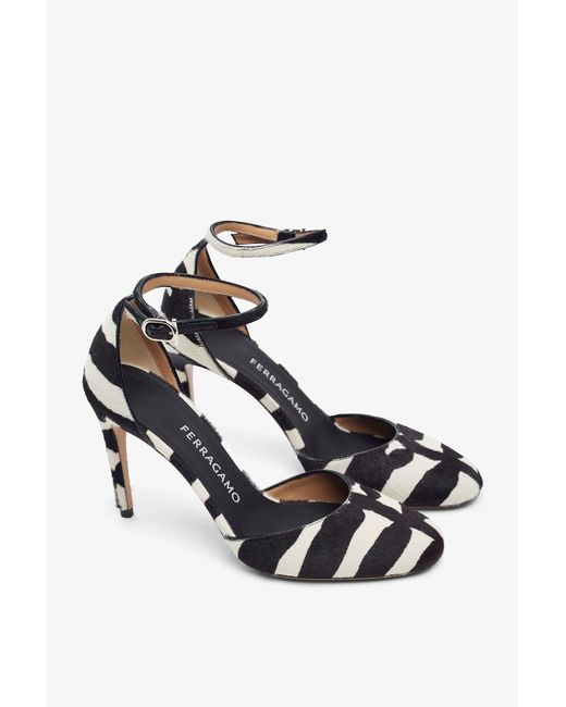 Ferragamo Maily 95 White And Black Sandals