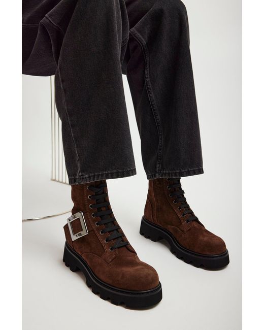 Roger Vivier Brown Viv Rangers Lace Up Boots