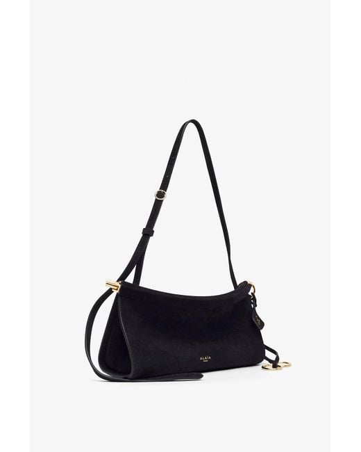 Alaïa White Le Click Ew Small Black Suede Bag