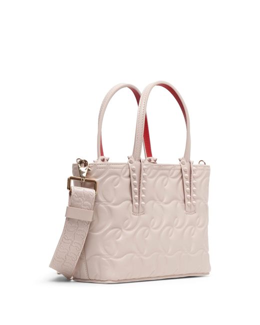 Christian Louboutin Pink Cabata E/w Mini Beige Leather Tote Bag