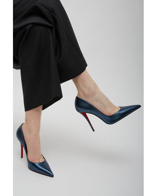 Christian Louboutin Miss Z 100 Blue Laminated Nappa Pumps