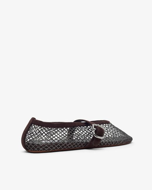 Alaïa White Strass Mesh Brown Suede Ballet Flats