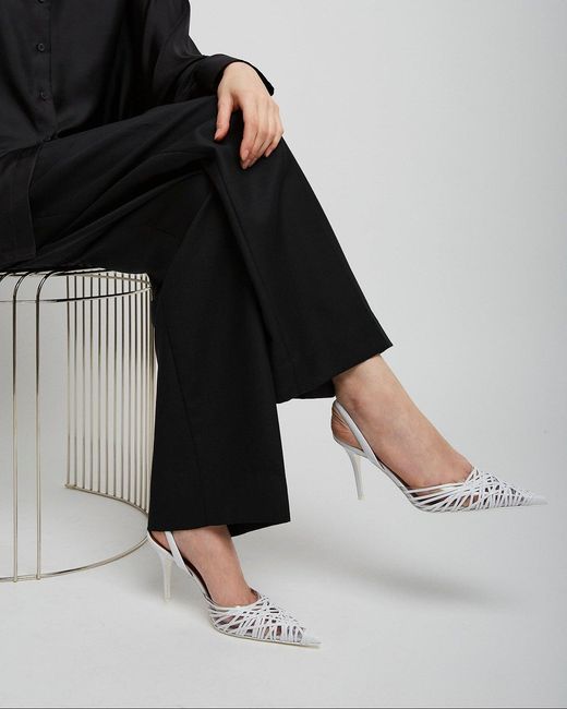 AMINA MUADDI White Lori 90 Nappa Slingback Pumps