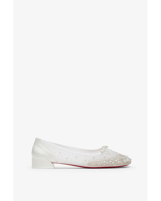 Christian Louboutin White Sweetie Jane Crystal Ballerinas