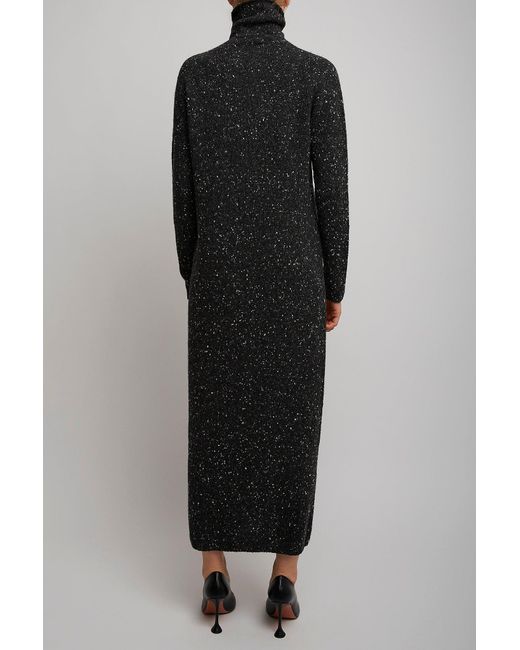The Row Black Melani Charcoal Melange Cashmere Dress