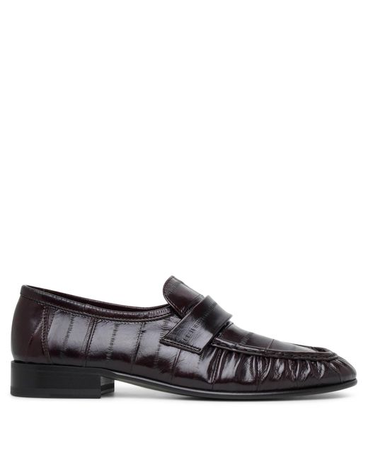 The Row Black Soft Brown Eel Loafers