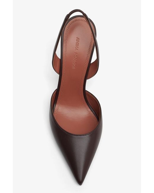 AMINA MUADDI White Holli 95 Brown Leather Slingbacks
