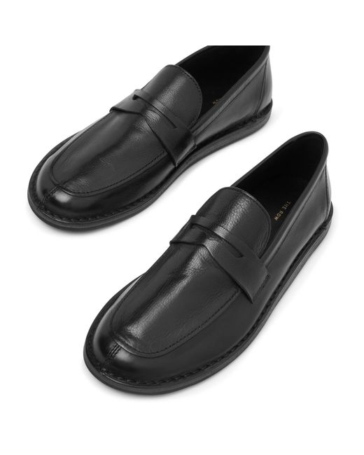 The Row Cary Black Leather Loafers