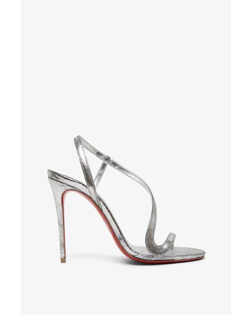 Christian Louboutin White Rosalie 100 Silver Sandals