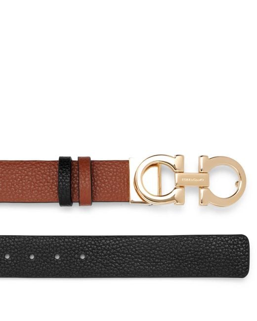 Ferragamo Multicolor Reversible And Adjustable Black 25mm Gancini Belt