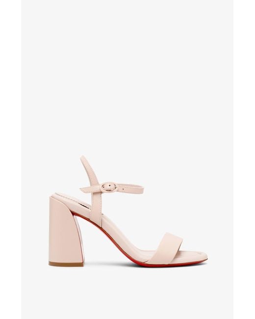 Christian Louboutin Pink Miss Jane 85 Beige Leather Sandals