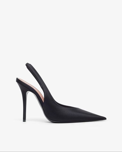 AMINA MUADDI White Anok Sling 105 Black Satin Pumps