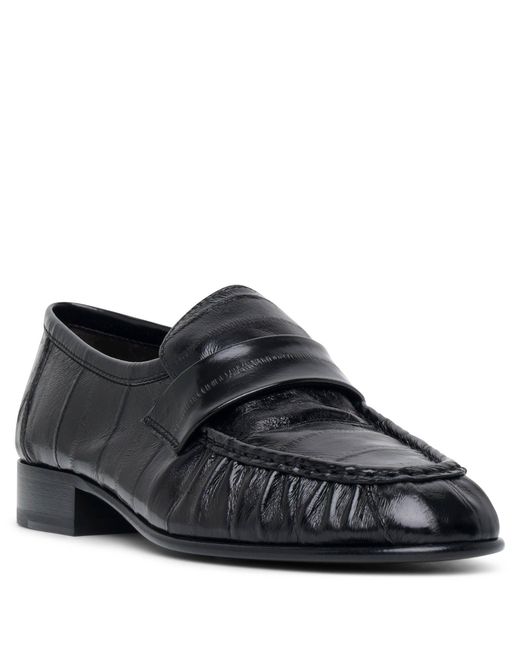 The Row White Soft Black Eel Loafers