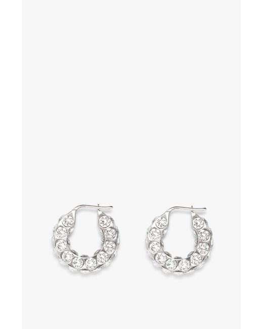 AMINA MUADDI Jah Hoop Small White And Silver Crystal Earrings