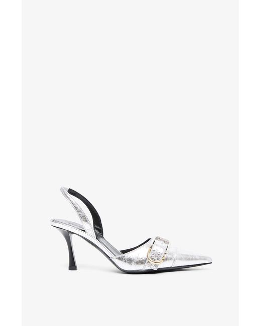 Givenchy White Voyou Silver Slingback Pumps