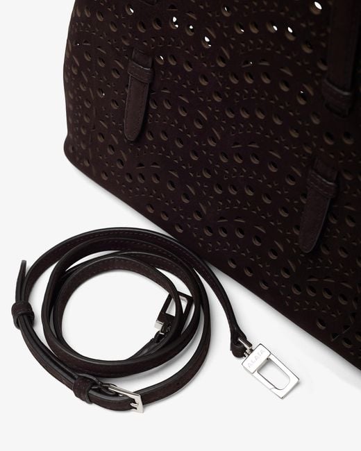 Alaïa Black Mina 25 Vienne Brown Suede Tote Bag