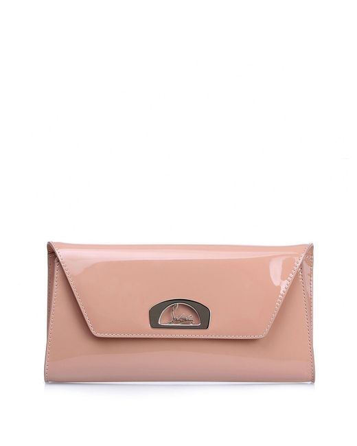 Christian Louboutin Pink Vero Dodat Nude Patent Leather Clutch