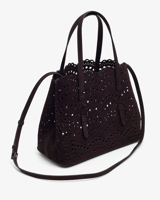 Alaïa Black Mina 25 Vienne Brown Suede Tote Bag