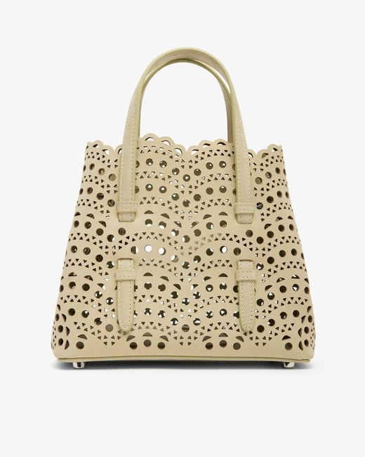 Alaïa Natural Mina 20 Amond Green Suede Tote Bag
