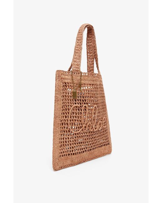 Chloé Brown Summer Banana Beige Raffia Tote Bag