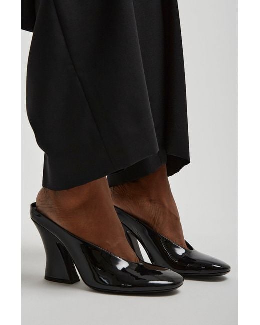 Givenchy Blue Sculpted Heeled 95 Black Patent Mules