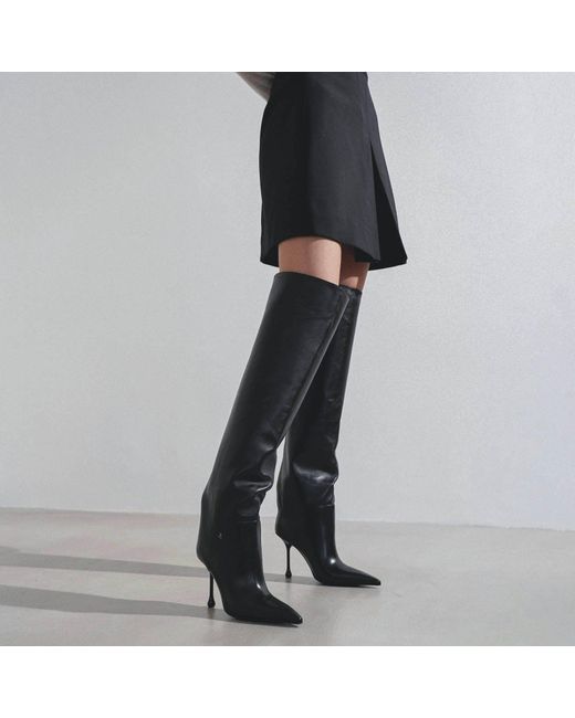 Jimmy Choo Cycas 95 Black Leather Boots