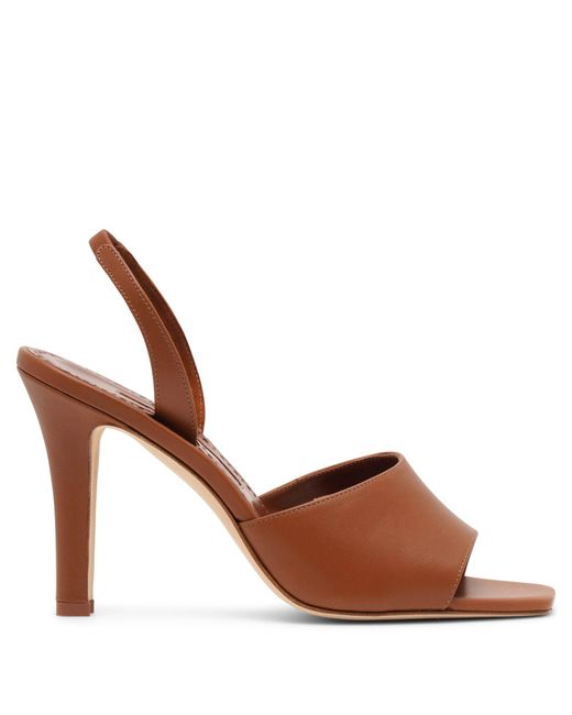 Manolo Blahnik Clotilde 105 Brown Leather Sandals