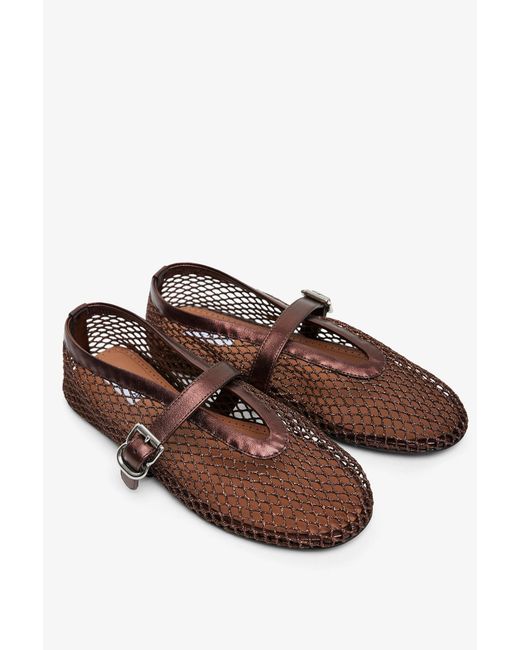 Alaïa White Bronze Metallic Mesh Ballet Flats