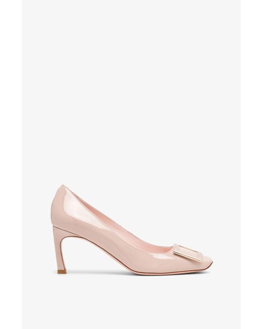 Roger Vivier Pink Trompette 70 Metal Buckle Beige Pumps